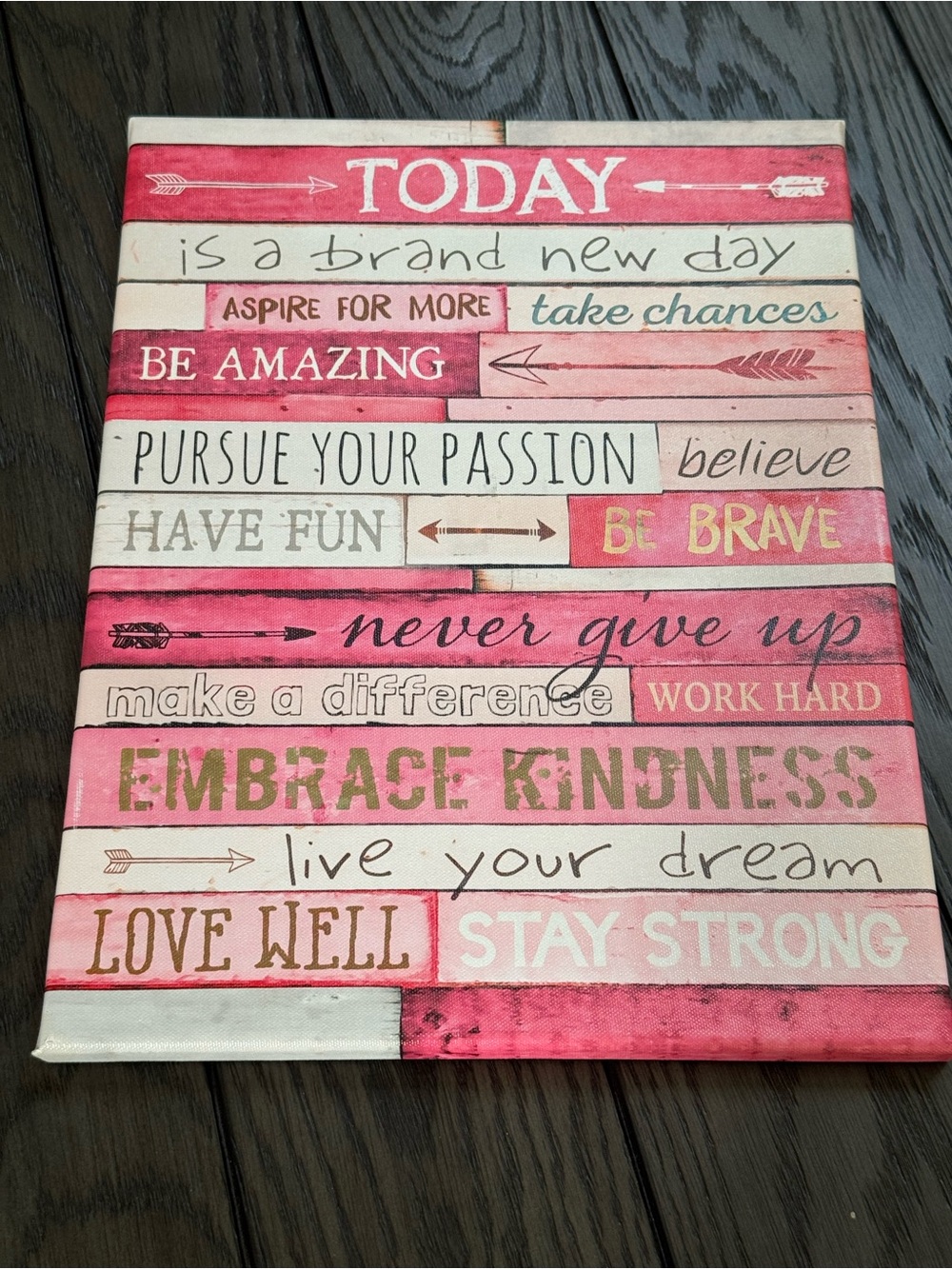 Inspirational Wall Art - Pink "Today" Motivational Signs